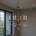 26-inch six-light dimmable chandelier with fabric shades in antiqued brass finish by HomeRoots, showcasing elegant lighting design.