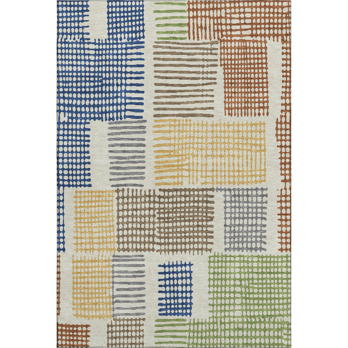 10' X 14' Geometric Washable Area Rug With UV Protection (709860) - Beige / Blue / Green