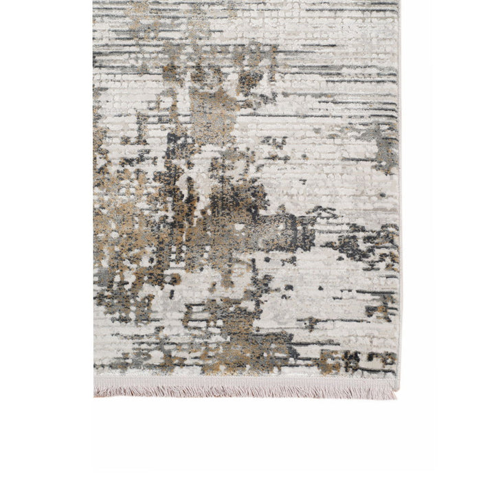8' X 10' Contemporary Abstract Area Rug With Fringe - Ivory
