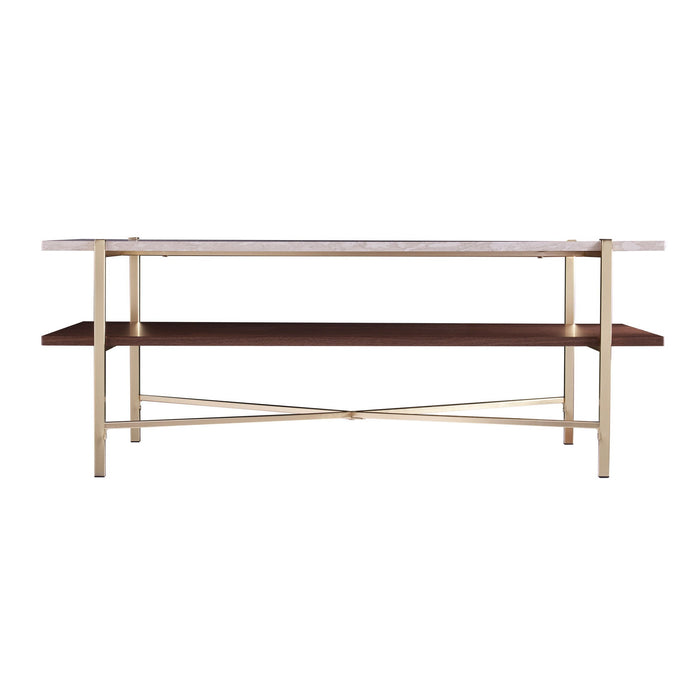 Manufactured Wood Metal Rectangular Coffee Table - Brass