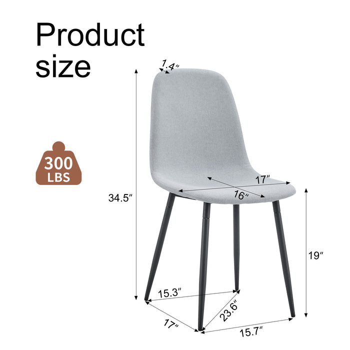 Modern Medieval Style Cushioned Side Chairs Set With Metal Legs For Kitchens