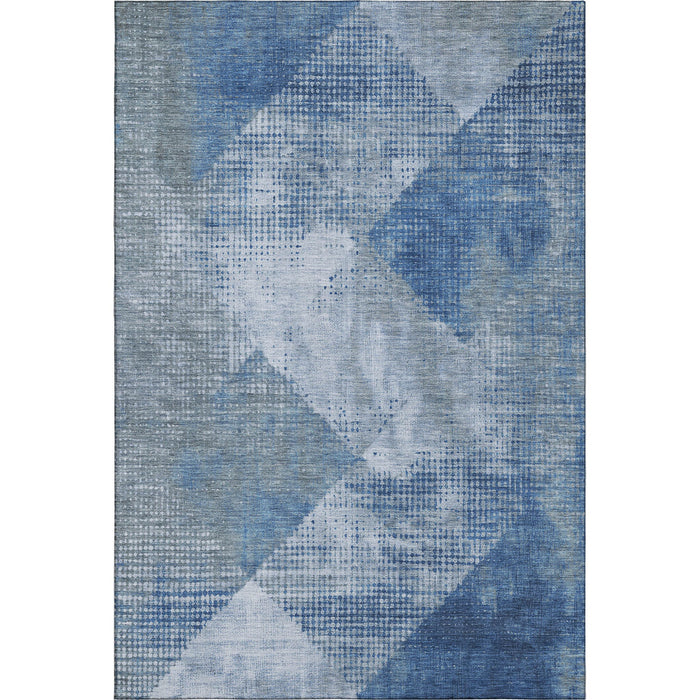 10' X 14' Diamond Washable Area Rug With UV Protection (683321) - Blue / Gray / Silver