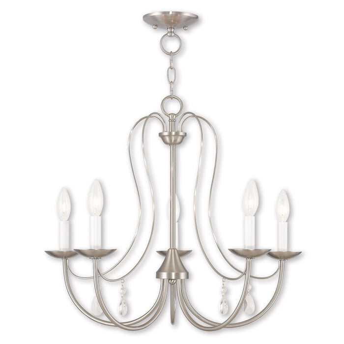 20'' Five Light Dimmable Chandelier With Shades - Nickel