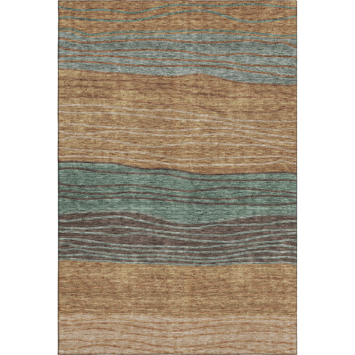9' X 12' Striped Washable Area Rug With UV Protection - Terra Cotta