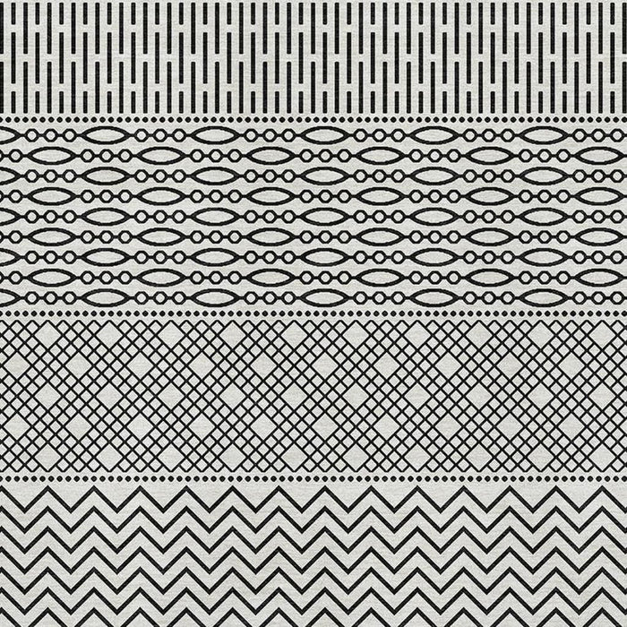 10' X 14' Striped Washable Area Rug With UV Protection (674826) - White / Black