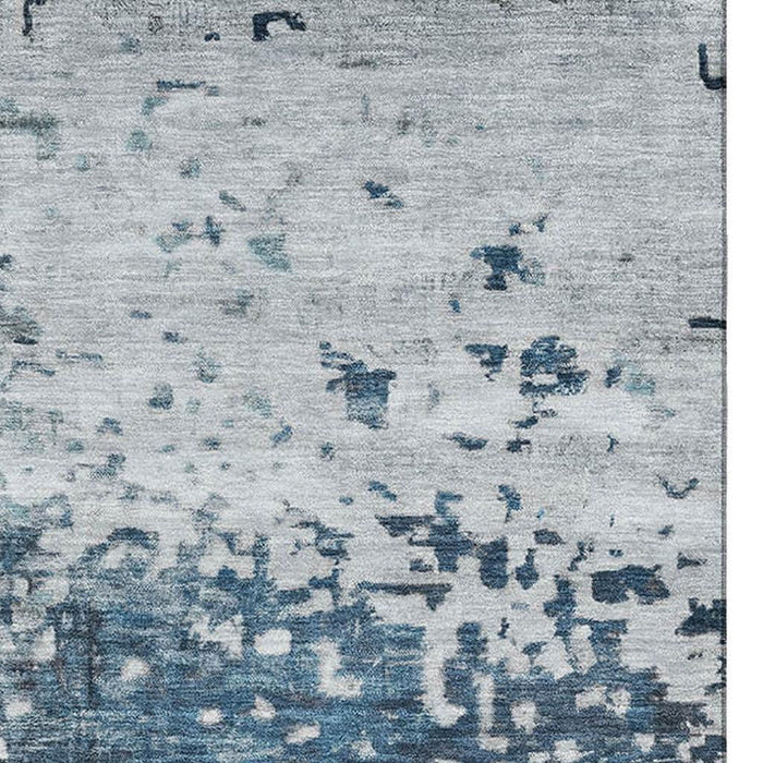 10' X 14' Abstract Washable Area Rug With UV Protection (699652) - Denim Blue / Gray / Sky Blue