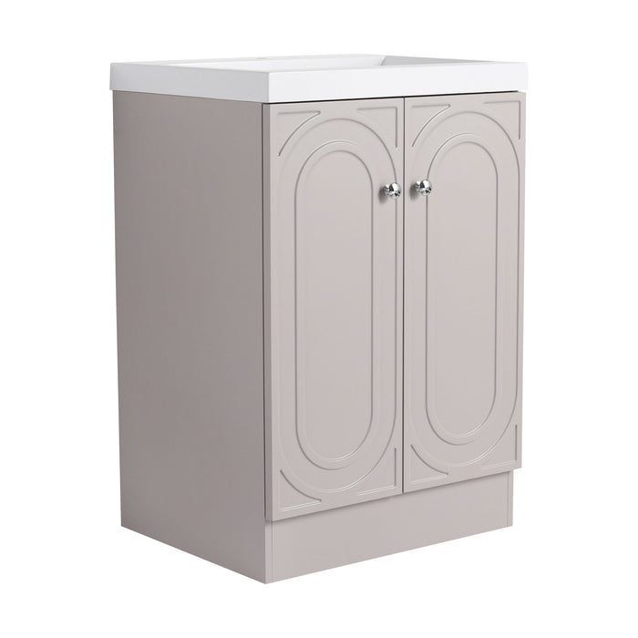 Giga contemporary freestanding bathroom vanity with resin sink and soft-close cabinet doors, modern bathroom furniture.
