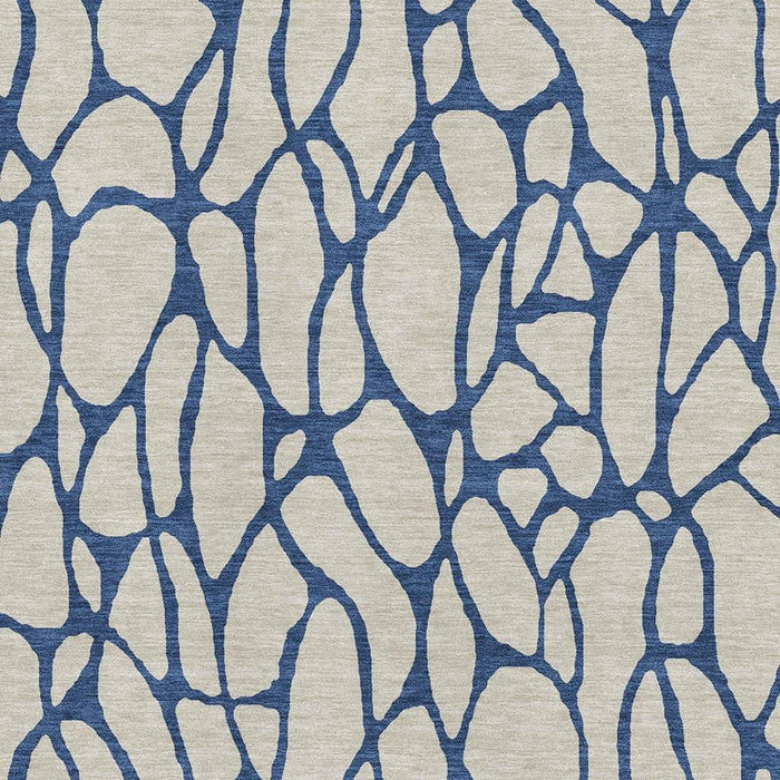 10' X 14' Geometric Washable Area Rug With UV Protection (680301) - Beige / Navy Blue