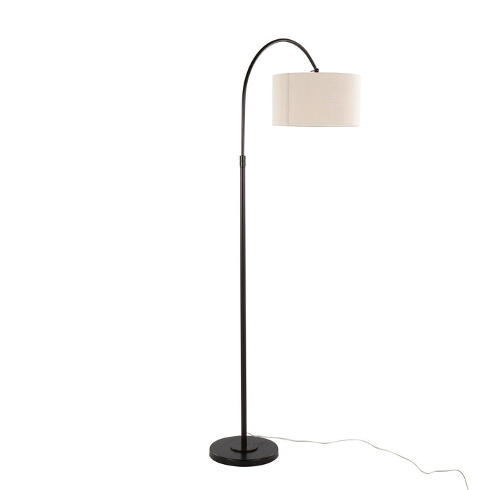 April - 72" Metal Floor Lamp - Oil Bronze With Natural Linen Shade