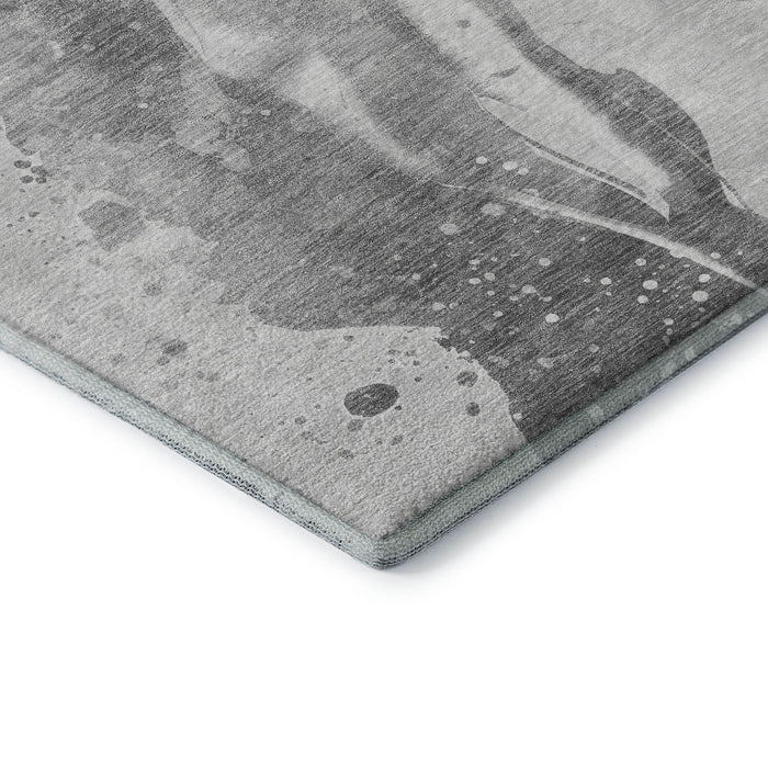 10' X 14' Abstract Washable Area Rug With UV Protection (694212) - Gray / Silver / Charcoal