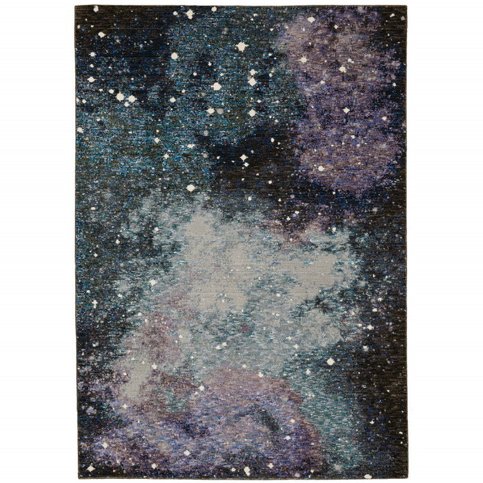 7' x 10' Abstract Power Loom Area Rug - Purple And Ivory