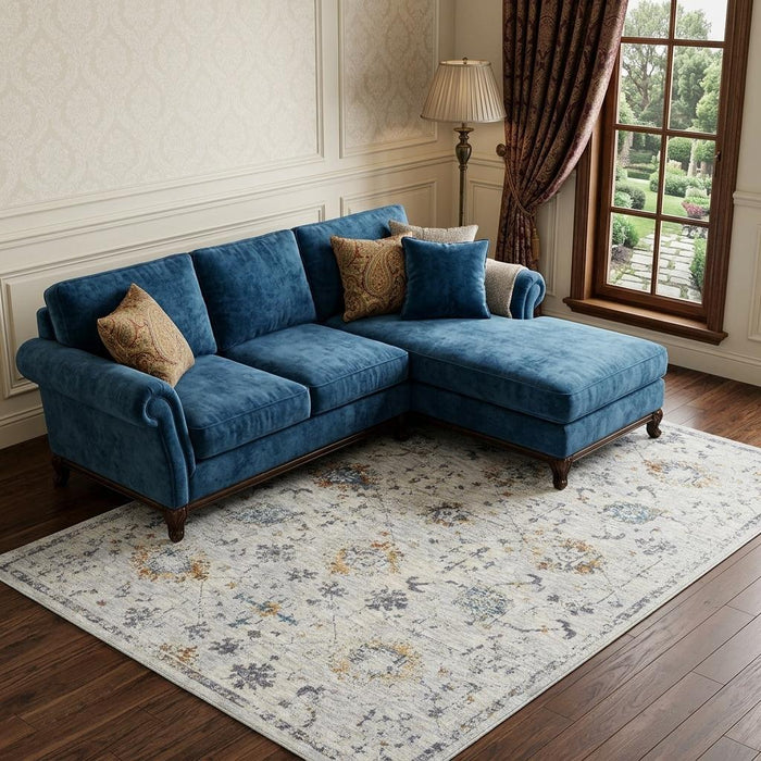 10' X 14' Floral Area Rug (738082) - Gray / Blue