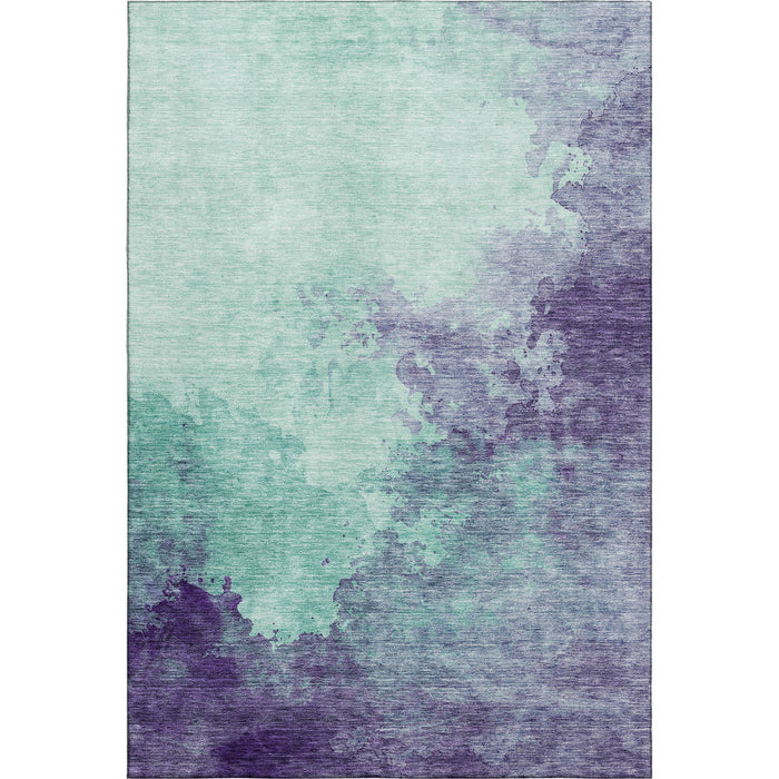 10' X 14' Abstract Washable Area Rug With UV Protection (686186) - Aqua / Purple