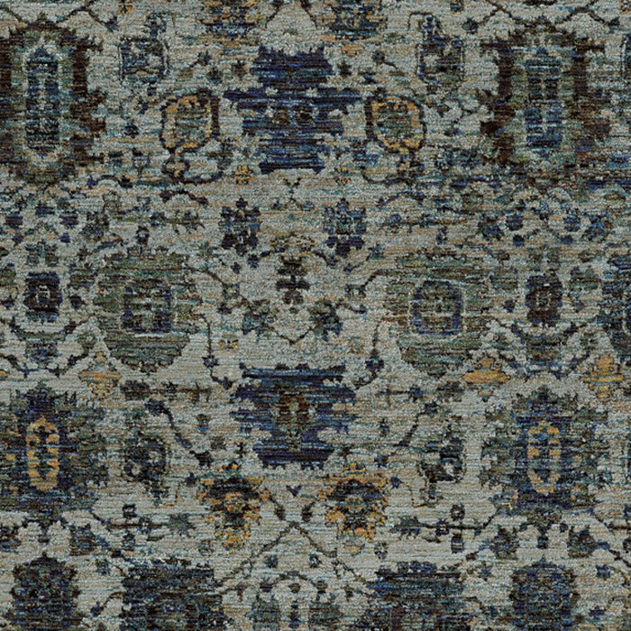 7' x 10' Oriental Power Loom Area Rug - Blue Green