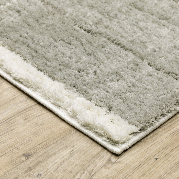 10' x 13' Geometric Shag Power Loom Stain Resistant Area Rug - Gray And Ivory
