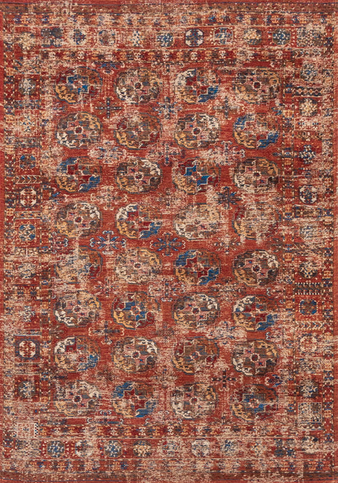 9' X 13' Tribal Washable Area Rug With UV Protection (609967) - Red / White