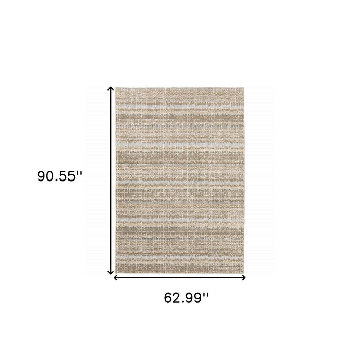 5.3' x 7.6' Power Loom Area Rug - Ivory And Gray