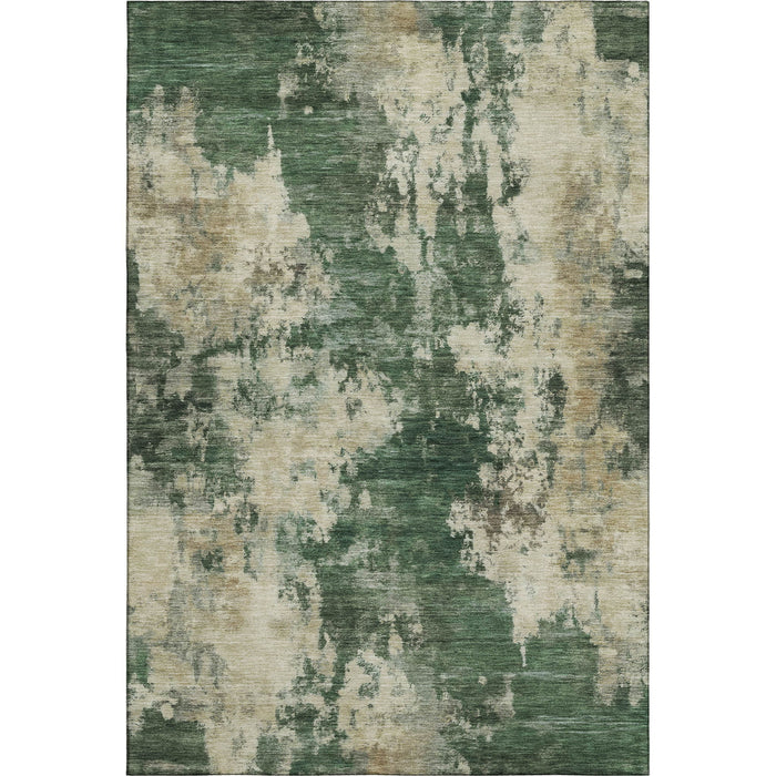 10' X 14' Abstract Washable Area Rug With UV Protection (716948) - Fern Green / Beige