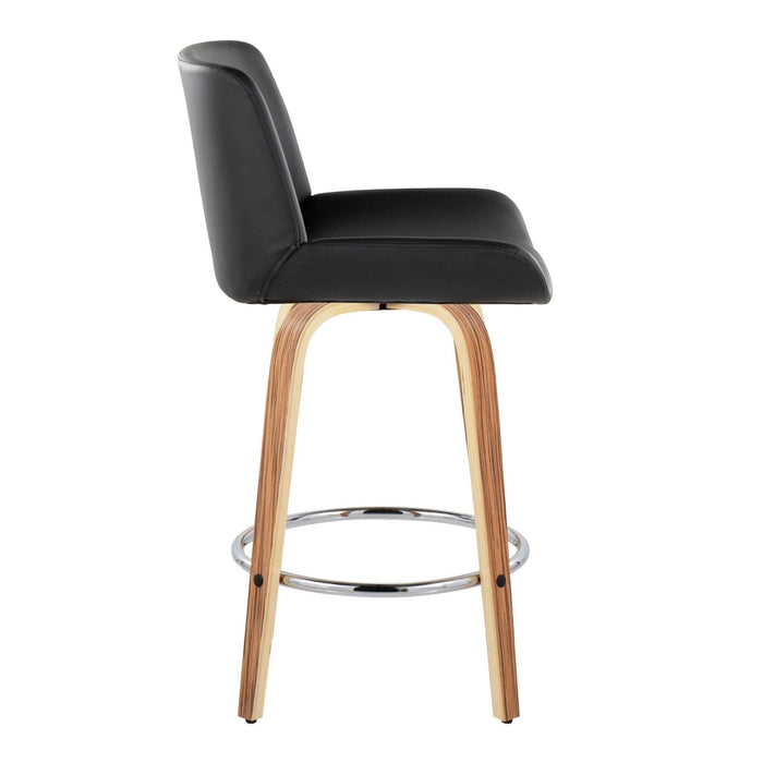 Santi - 25" Fixed-Height Counter Stool With Swivel - Zebra Wood (Set of 2)