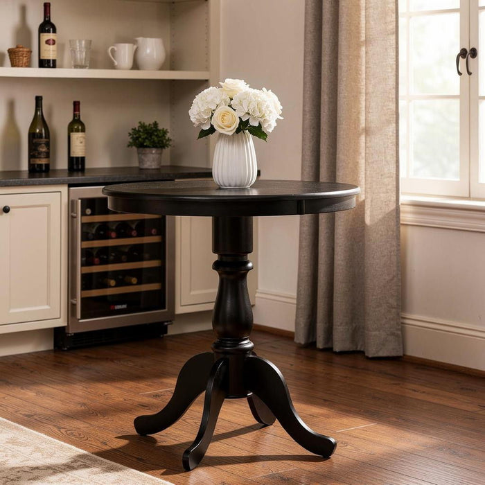 30'' Solid Wood Rounded Bar Table - Black