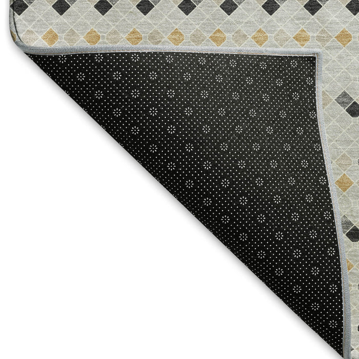 10' X 14' Striped Washable Area Rug With UV Protection (693564) - Silver / Gray / Gold