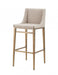 Set of two beige and gold stainless steel bar height chairs by HomeRoots, featuring modern design and comfortable seating.