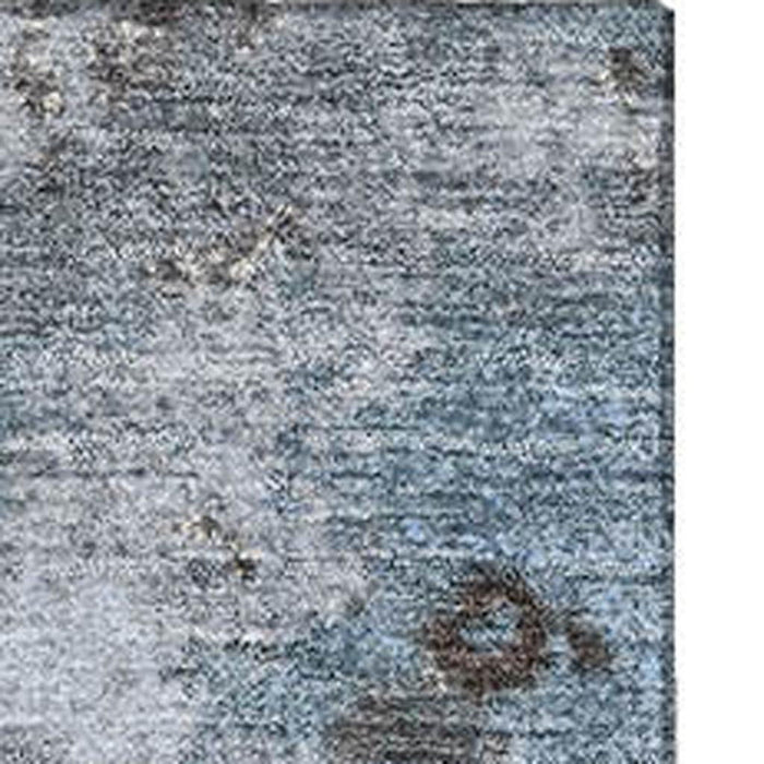 10' X 14' Abstract Washable Area Rug With UV Protection (710352) - Sky Blue / Brown