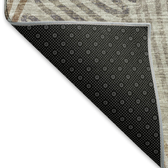 10' X 14' Botanical Leaves Washable Area Rug With UV Protection (644994) - Coffee / Ivory / Gray