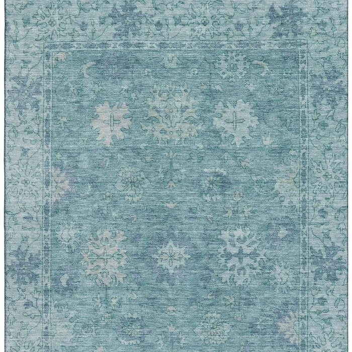 10' X 14' Oriental Washable Area Rug With UV Protection (716563) - Teal / Blue