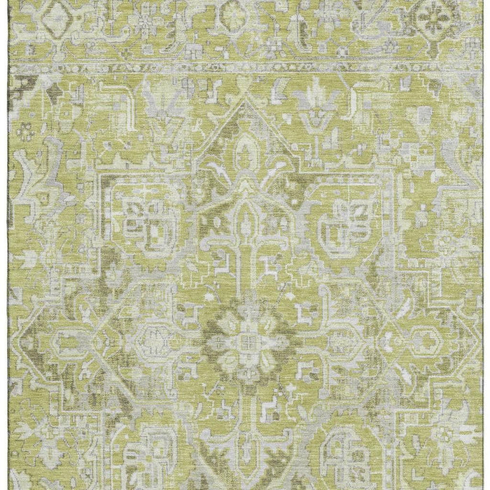 10' X 14' Oriental Washable Area Rug With UV Protection (649696) - Fern Green / Ivory