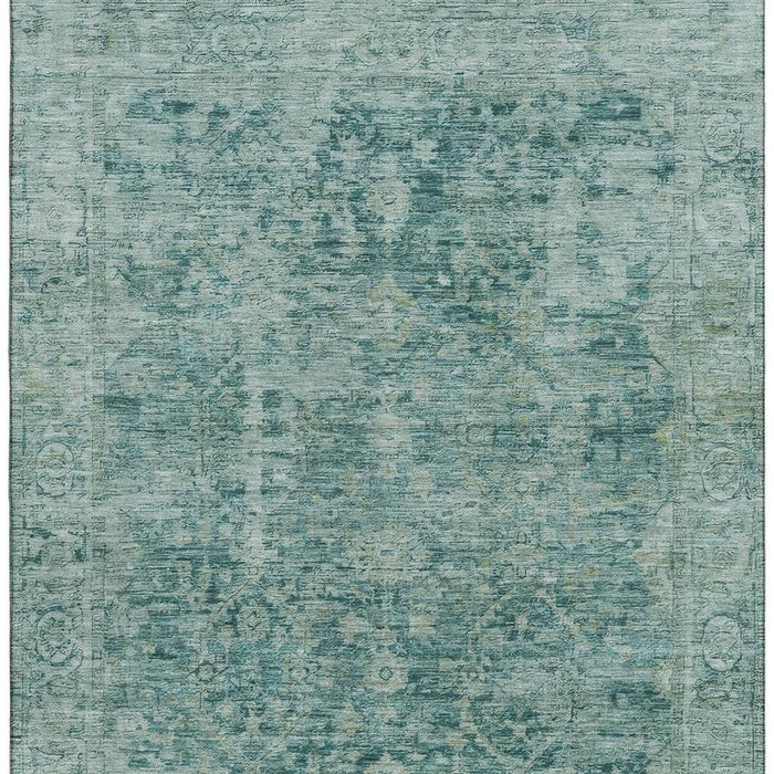 10' X 14' Oriental Washable Area Rug With UV Protection (700961) - Teal / Beige
