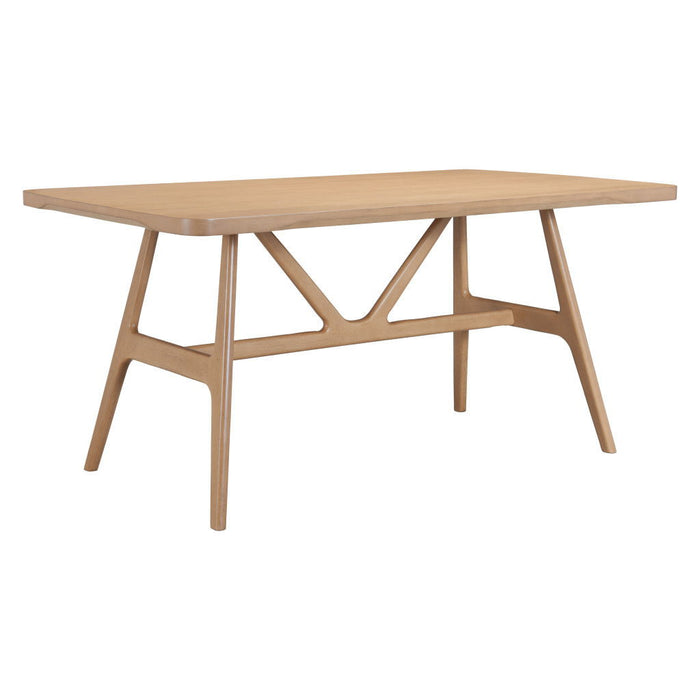 63" Wood And Solid Wood Pedestal Base Dining Table - Natural