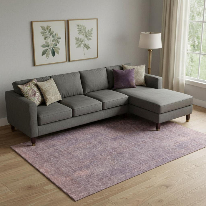 10' X 14' Striped Washable Area Rug With UV Protection (671030) - Mauve / Plum