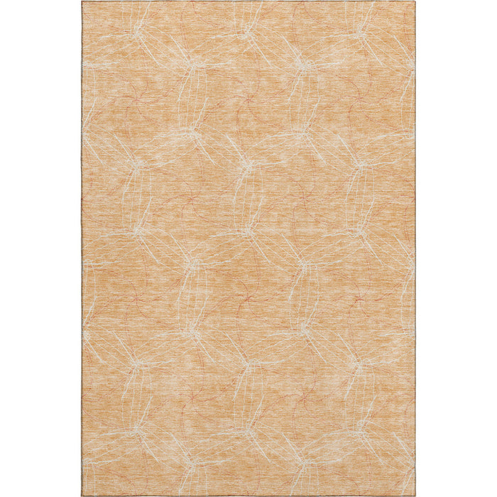 10' X 14' Geometric Washable Area Rug With UV Protection (676590) - Peach / Ivory