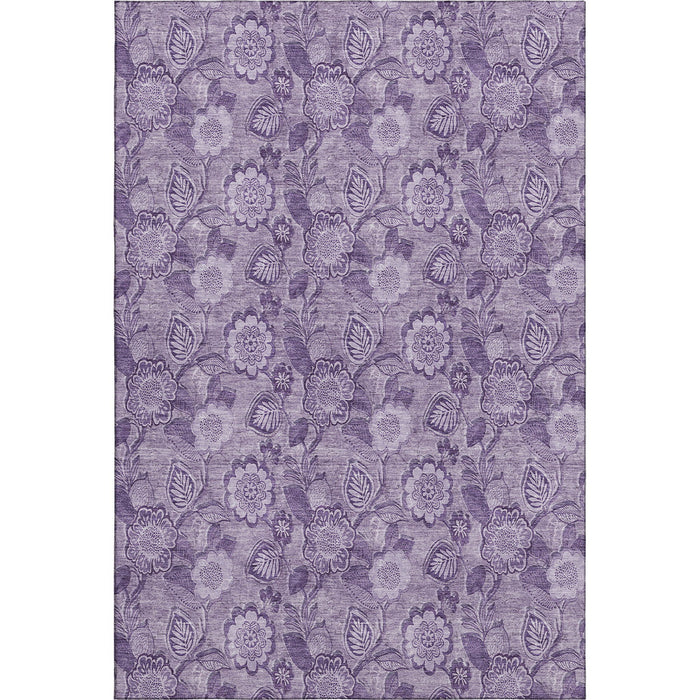 10' X 14' Floral Washable Area Rug With UV Protection (708802) - Plum / Purple