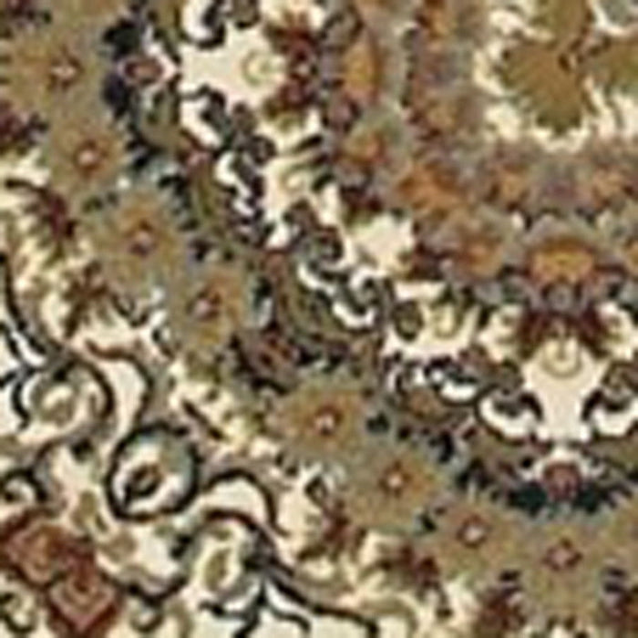8' X 11' Medallion Area Rug With Fringe (574472) - Ivory / Black / Brown