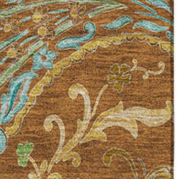 10' X 14' Paisley Washable Area Rug With UV Protection (647992) - Rust / Blue / Green