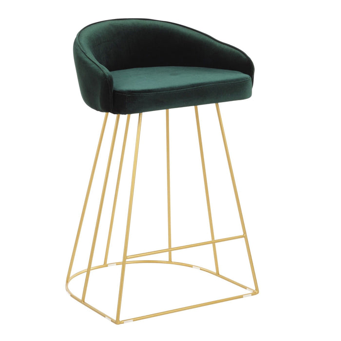 Canary - 26" Counter Stool (Set of 2) - Gold With Green Velvet