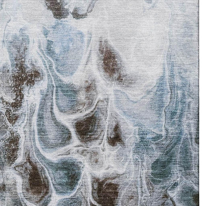 10' X 14' Abstract Washable Area Rug With UV Protection (708589) - Chocolate / Blue / Gray