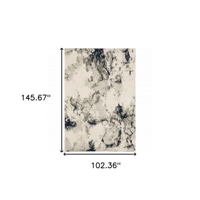 8.5' x 12.1' Abstract Power Loom Area Rug - Gray And Black