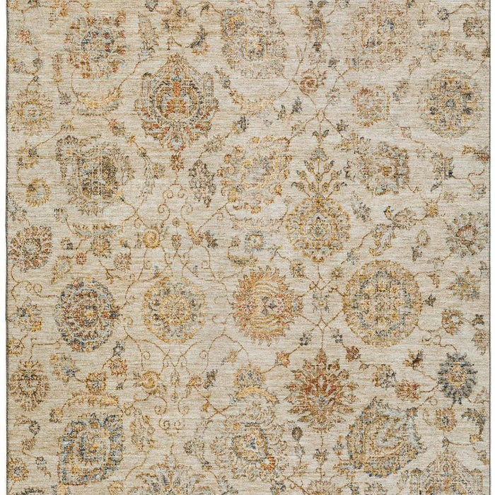 10' X 14' Damask Washable Area Rug With UV Protection (705137) - Linen / Gray