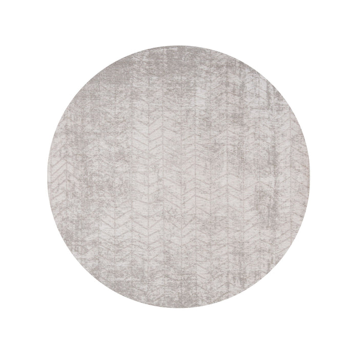 5' Round Chevron Non Skid Area Rug - Gray And White
