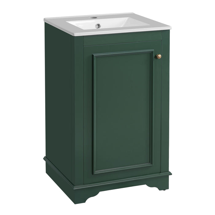 Giga bathroom vanity with sink, freestanding single cabinet, soft-close door and adjustable shelf, modern bathroom furniture.