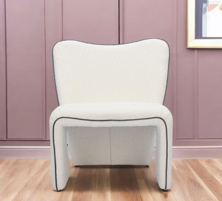 29" Modern Faux Shearling And Upholstered Side Chair - Ivory