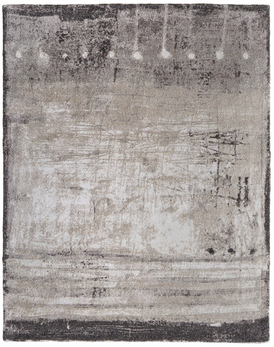 13' X 10' Abstract Distressed Area Rug - Gray / Taupe