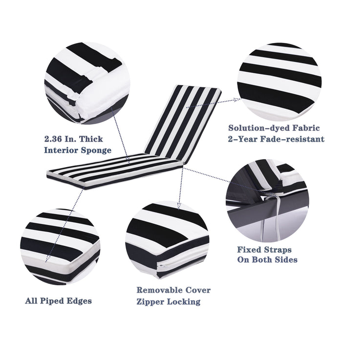 Giga outdoor lounge chair cushion with back and seat padding, designed for patio furniture and chaise lounge seating.