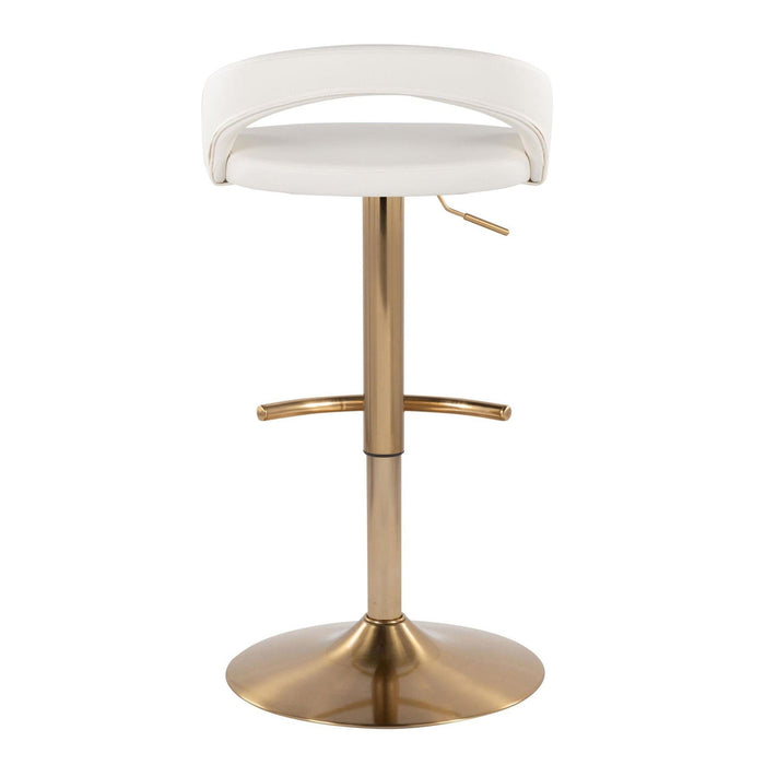 Grotto - Upholstered Adjustable Barstool - Gold Metal Base