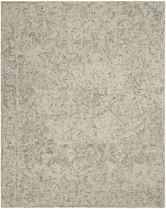 8' X 12' Wool Abstract Geometric Area Rug - Beige / Gray