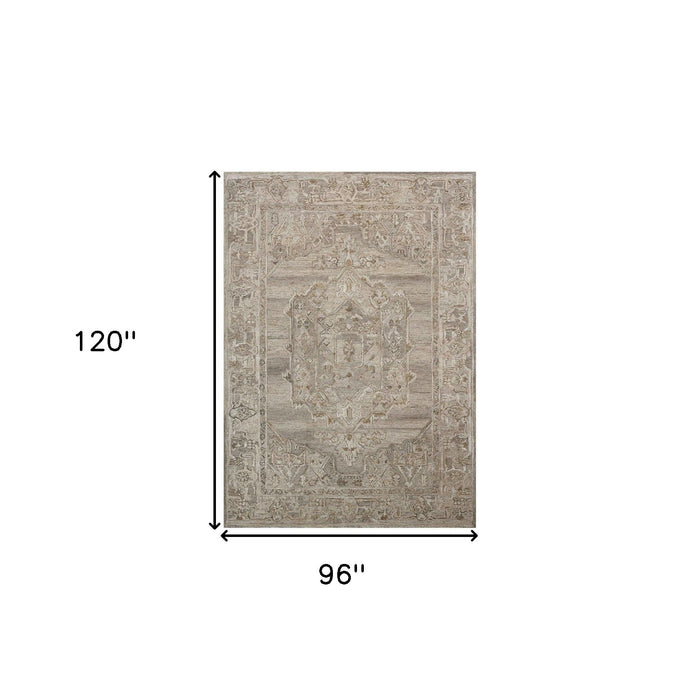 8' X 10' Wool Oriental Hand Tufted Area Rug - Brown And Beige