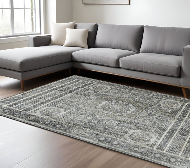 10' X 14' Medallion Area Rug - Charcoal And Gray